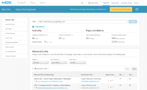 Screenshot of Moz Open Site Explorer